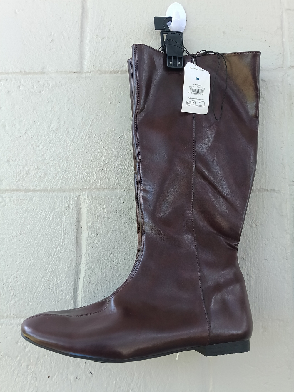 Women’s Tall Burgundy Knee-High Leather Boots Side Zip Size 10 New .